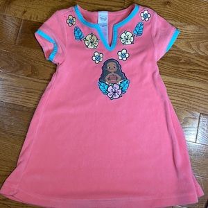 Disney Moana swim cover-up, coral with blue detail and embroidery, size 3.